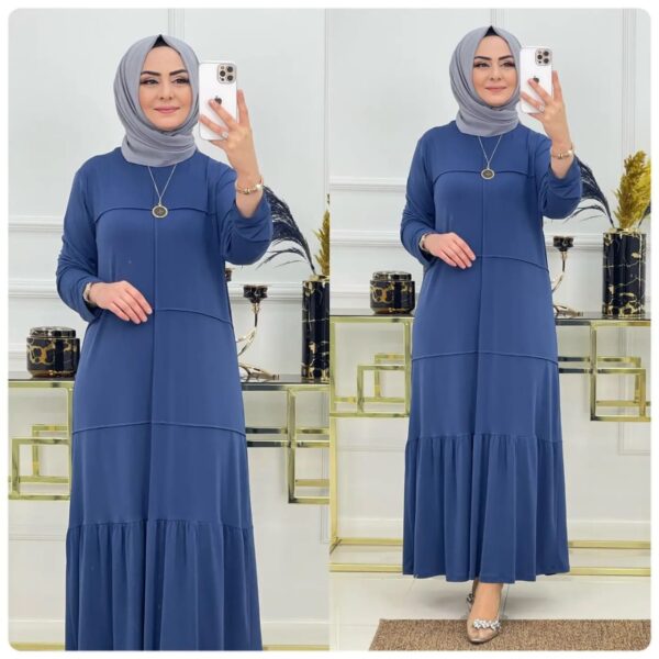 Pleats Pattern Elastic sleeves abaya