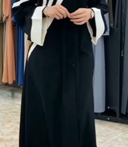 Zig Zag Pattern Front open abaya without belt