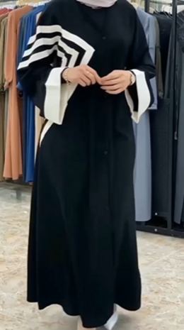 Zig Zag Pattern Front open abaya without belt