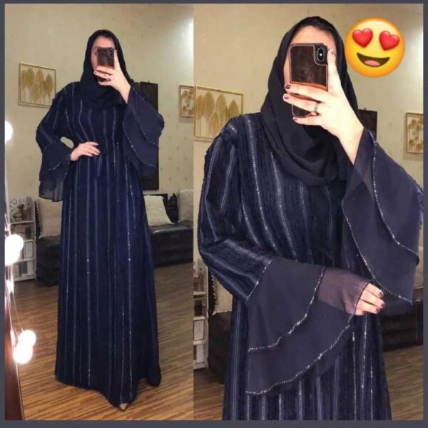 Doori Fitting Pattern Umbrella Sleeves abaya